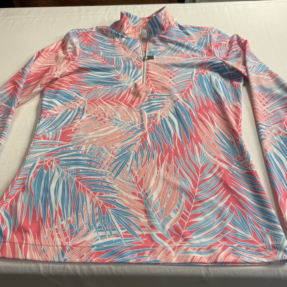 Tail XS Floral Print 1/4 Zip Long Sleeve Stretch Athletic Top